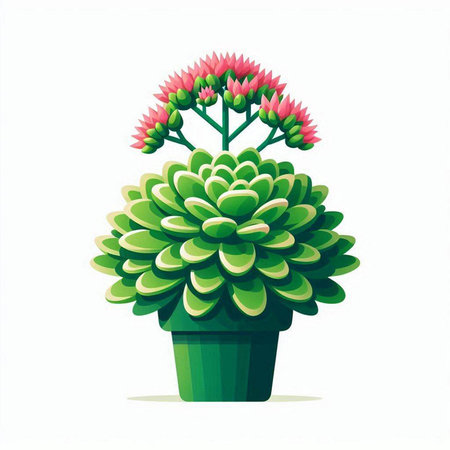 Flowerpot with succulent plant isolated on white background. Vector illustration.のイラスト素材