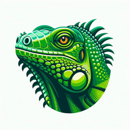 Green iguana head isolated on white background. Vector illustration eps 10のイラスト素材