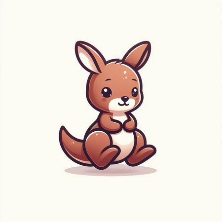 Cute kangaroo isolated on white background. Vector illustration.のイラスト素材