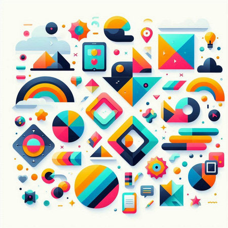 Abstract geometric background with colorful shapes and elements. Vector illustration for your designのイラスト素材