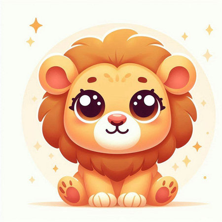 Cute cartoon lion. Vector illustration of a cute baby lion.のイラスト素材