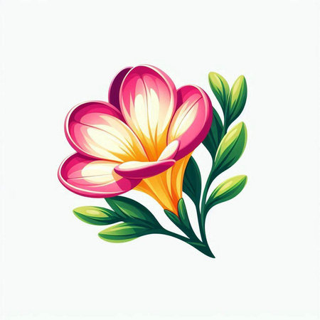 Illustration of a beautiful crocus flower isolated on a white backgroundのイラスト素材