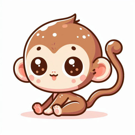 Cute cartoon monkey isolated on a white background. Vector illustration.のイラスト素材