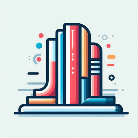 Modern line art building icon. Vector illustration of skyscrapers.のイラスト素材