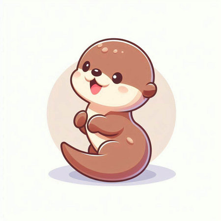 Cute cartoon otter. Vector illustration on a white background.のイラスト素材