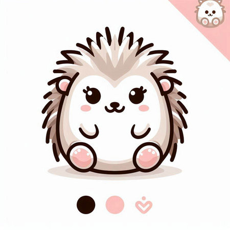 Cute cartoon hedgehog vector illustration. Cute little hedgehog character.のイラスト素材