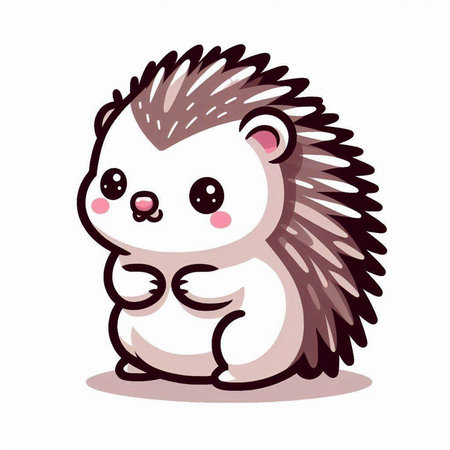 Cute porcupine cartoon on white background. Vector illustration.のイラスト素材