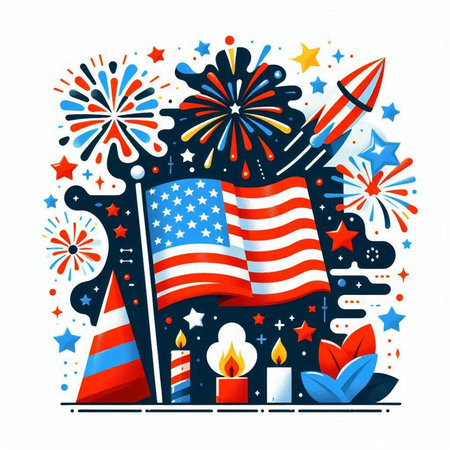Fourth of July, Independence Day United States of America celebration. Vector illustrationのイラスト素材