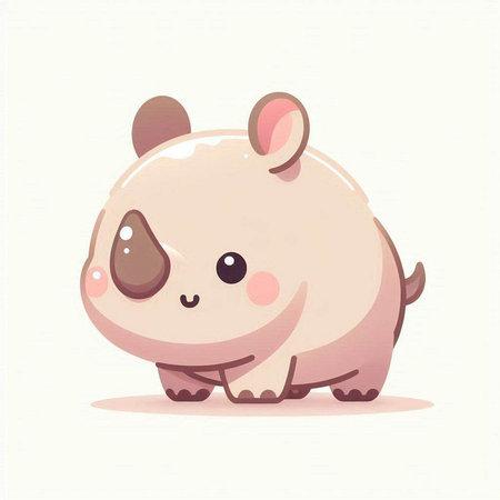 Cute cartoon hippo. Vector illustration in a flat style.のイラスト素材