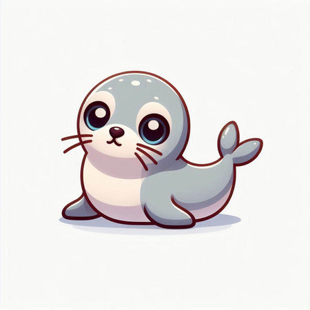 Cute cartoon seal on white background. Vector illustration of a seal.のイラスト素材