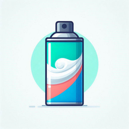 Vector illustration of a spray can with a red and blue liquid.のイラスト素材