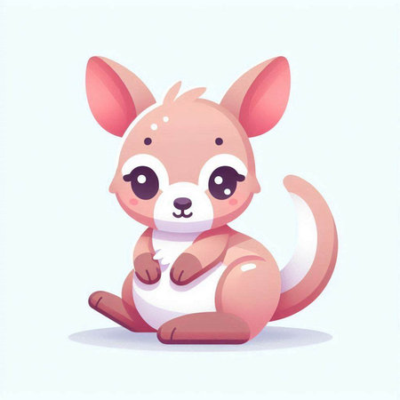 Cute kangaroo cartoon character vector illustration. Cute kangaroo icon.のイラスト素材
