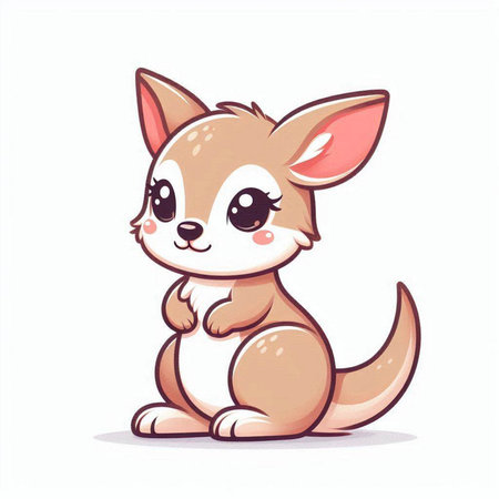 Cute kangaroo cartoon character. Vector illustration isolated on white background.のイラスト素材