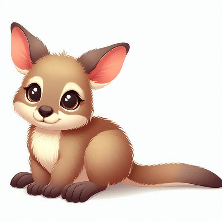cute kangaroo cartoon sitting on white background, vector illustrationのイラスト素材