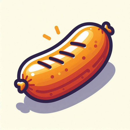Illustration of a sausage. Vector illustration of a sausage on a white background.のイラスト素材