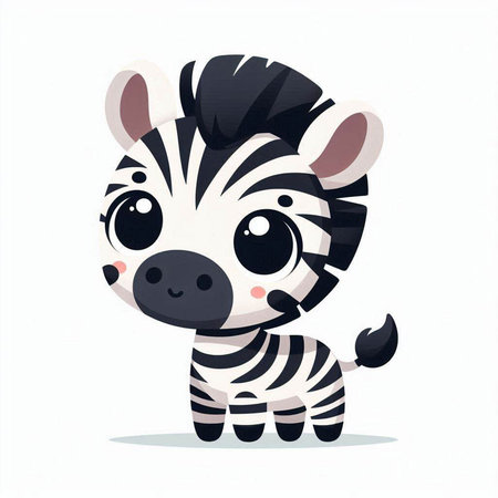 Cute cartoon zebra isolated on white background. Vector illustration.のイラスト素材