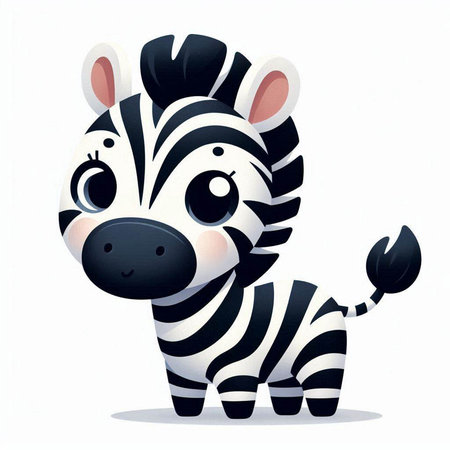 cartoon scene with zebra on white background - illustration for childrenのイラスト素材