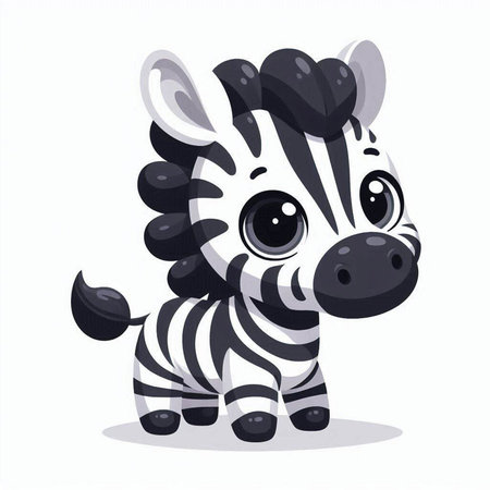 Cute cartoon zebra. Vector illustration isolated on white background.のイラスト素材