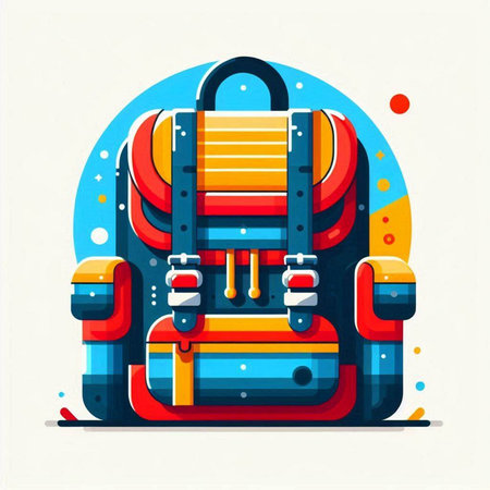 Vector illustration of colorful backpack in flat style. Back to school.のイラスト素材