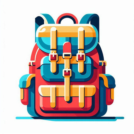 Backpack isolated on white background. Vector illustration in flat style.のイラスト素材