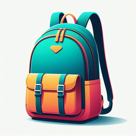 Illustration of a school backpack on a white background, vector illustrationのイラスト素材