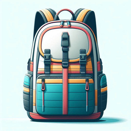 Backpack on a blue background. Vector illustration. Eps 10.のイラスト素材