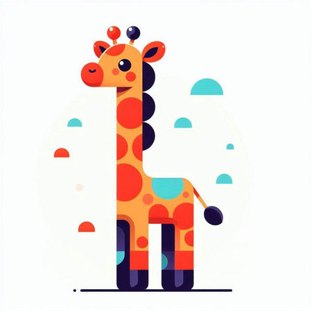 Cute giraffe. Colorful vector illustration in flat style.のイラスト素材