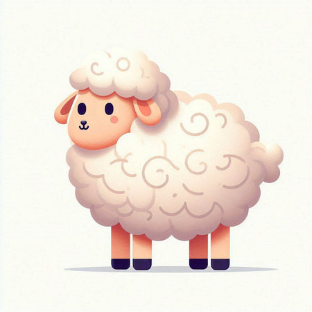 Cute sheep isolated on a white background. Vector cartoon illustration.のイラスト素材