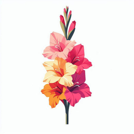 Bouquet of gladiolus isolated on white background. Vector illustration.のイラスト素材
