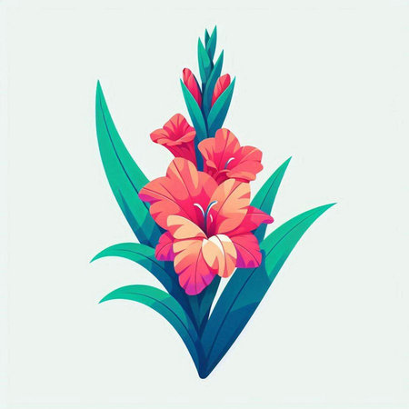 Pink hibiscus flowers with green leaves. Vector illustration.のイラスト素材