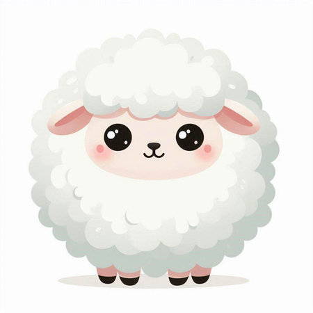 Cute cartoon sheep. Vector illustration isolated on a white background.のイラスト素材