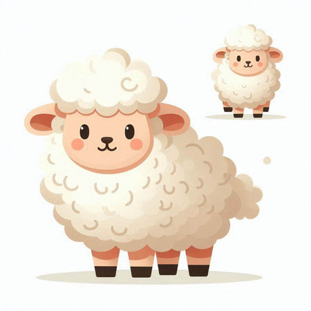 Cute cartoon sheep. Vector illustration isolated on a white background.のイラスト素材