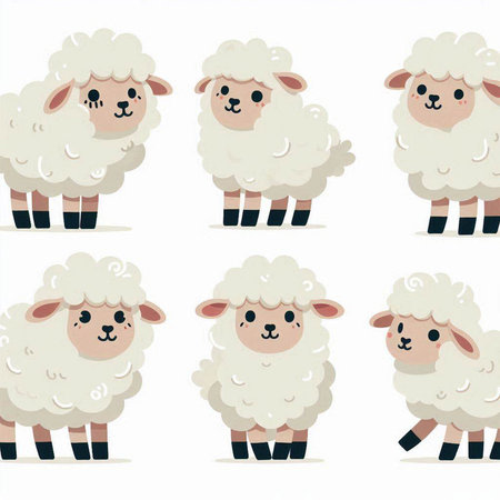 Sheep seamless pattern. Cute cartoon character. Vector illustration.のイラスト素材