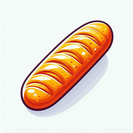 Illustration of a loaf of bread isolated on a white background.のイラスト素材