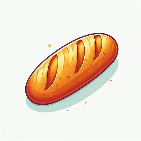 Baguette bread. Vector illustration of a loaf of bread.のイラスト素材