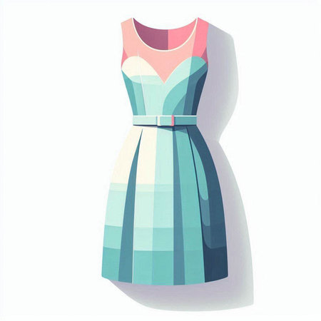 Women's dress on a white background. Vector illustration in retro style.のイラスト素材