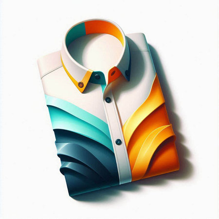 Folded shirt on a white background. 3D rendering. Computer digital drawing.のイラスト素材