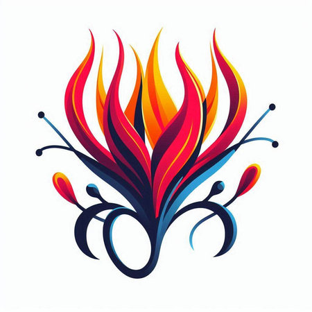 Illustration of a colorful fire design on a white background - vectorのイラスト素材