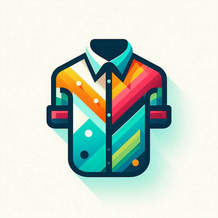 Colorful shirt icon, vector illustration. Flat design style with long shadowのイラスト素材