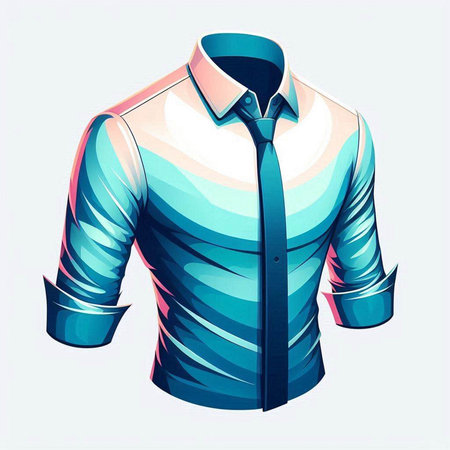 Vector illustration of a blue shirt on a mannequin with a collarのイラスト素材
