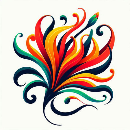 abstract vector floral design element with colorful swirls and splashesのイラスト素材