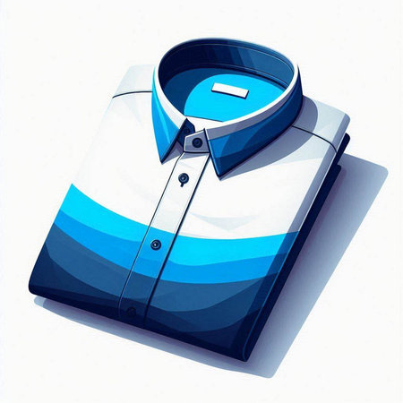 Folded blue shirt on a white background. 3D rendering.のイラスト素材