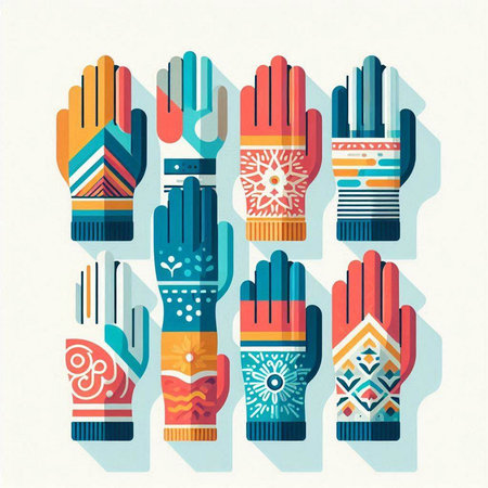 Hands in ethnic style. Vector illustration in flat design style.のイラスト素材