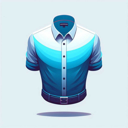 blue shirt on a white background, vector illustration, eps10のイラスト素材