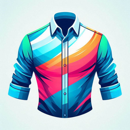 Men's shirt in the colors of the rainbow. Vector illustration.のイラスト素材