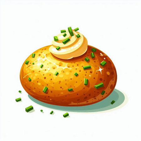 Bun with mayonnaise and green onion on a white backgroundのイラスト素材