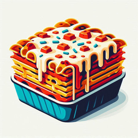 Illustration of a cake in a box on a white background.のイラスト素材