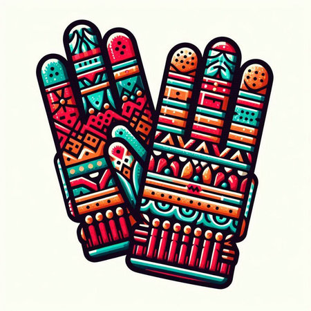 Colorful hand with ethnic pattern. Vector illustration for your design.のイラスト素材