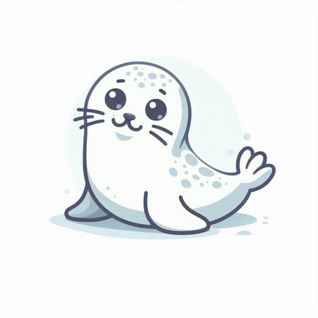 Cute seal cartoon vector illustration. Cute seal character design.のイラスト素材