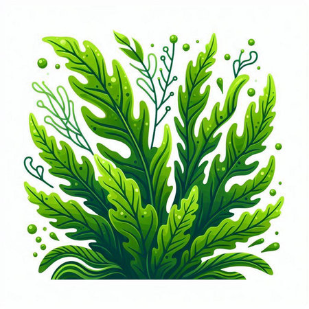 Green seaweed isolated on white background. Vector illustration for your designのイラスト素材